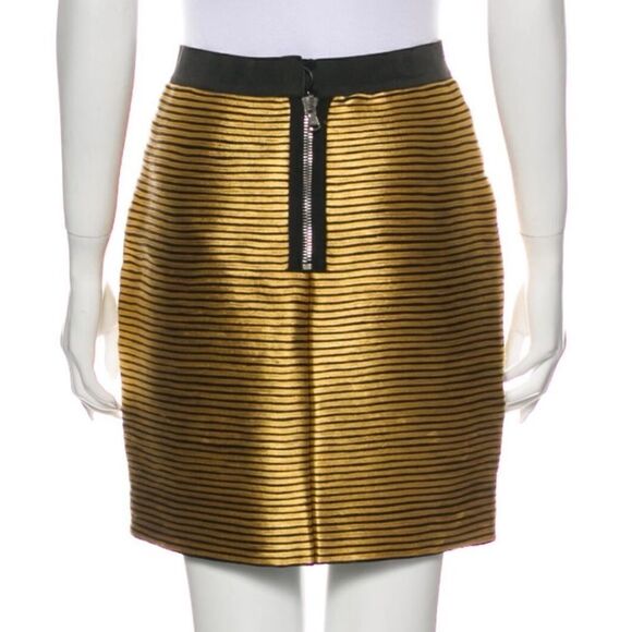 3.1 Phillip Lim Gold & Black Striped Mini Skirt - Picture 3 of 11